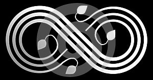 Infinity flourish symbol icon - white gradient, isolated - vector