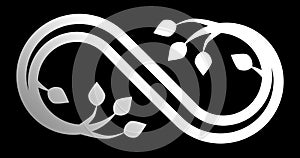 Infinity flourish symbol icon - white gradient outline, isolated - vector