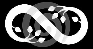 Infinity flourish symbol icon - white, isolated - vector