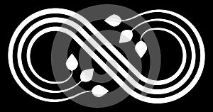 Infinity flourish symbol icon - white, isolated - vector