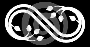 Infinity flourish symbol icon - white outline, isolated - vector