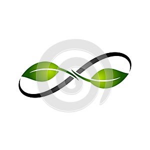 Infinity Green Leaves Vector Logo Template