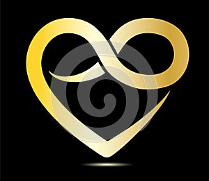 Infinity heart gold logo isolated, karma, kundlini