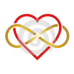 Infinity heart logo symbol for eternal bond, balance, focus, harmony, kundalini, commitment,  divine power