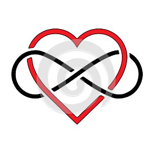 Infinity heart logo symbol for eternal bond, balance, focus, harmony, kundalini, commitment,  divine power