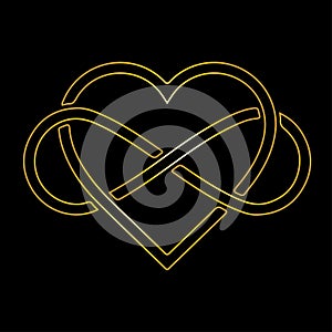 Infinity heart logo symbol for eternal bond, balance, focus, harmony, kundalini, commitment,  divine power