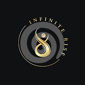 infinity human round logo on black background