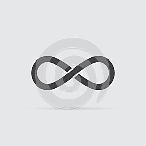 Infinity icon in flat style isolated on grey background