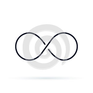 Infinity icon logo. Unlimited vector illustration, limitless symbol. Black contour of eight, thickness