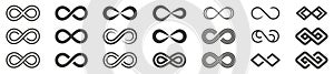 Infinity icon set. Infinity symbol collection. Vector illustration .