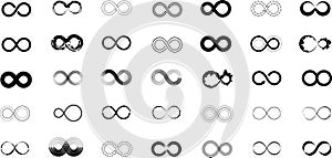 Infinity icon set unlimited illustration symbol sign vector. Infinity, 8, endless, eternity, loop infinite symbols.