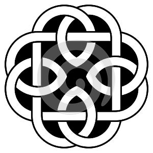 Infinity knot outline in black. Celtic symbol. Isolated background.