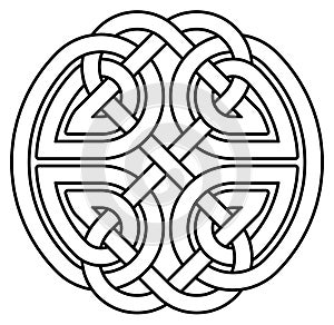 Infinity knot outline in black. Celtic symbol. Isolated background.