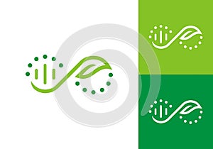 infinity leaf dna logo design vector