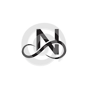 Infinity letter n logo vector black color