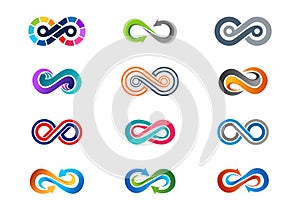 infinity, logo, symbol, modern abstract infinity set of collections logotype symbol icon design vector photo