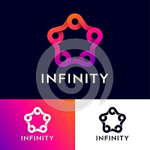 Infinity logo. Star with looped elements. Infinity abstract emblem.