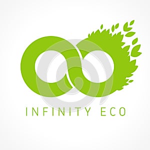 Infinity logotype with leaves. photo