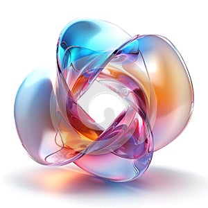 an infinity loop with a holographic surface that bends light into a spectrum of vibrant colors