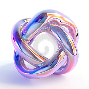 an infinity loop with a holographic surface that bends light into a spectrum of vibrant colors