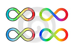 Infinity loop rainbow icon set. Neurodiversity concept. Autism acceptance symbol. photo