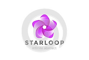 Infinity Loop Ribbon Star Flower Logo abstract design vector template. Cosmetics Fashion Beauty SPA Logotype concept icon