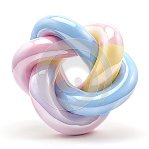 A infinity loop sculpture in a smooth pastel gradient