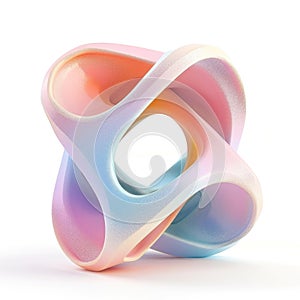 A infinity loop sculpture in a smooth pastel gradient