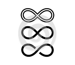 Infinity loop shapes symbols icons on white background