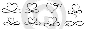 Infinity love symbol, Hand drawn valentine heart infinity sign. wedding design vector elements.