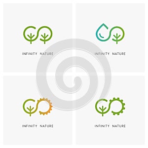 Infinity and nature logo set