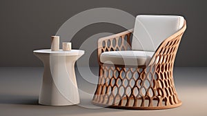 Infinity Nets Inspired 3d Furniture And Sculpture In Light Orange And Brown