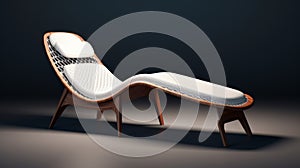 Infinity Nets Inspired Wooden Lounge Chair On Dark Background photo