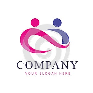 Infinity People Connection Logo Design concept vector