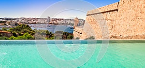 Infinity pool overlooking the city of Valletta, Malta.