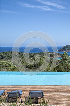 Infinity pool and sea in corsica