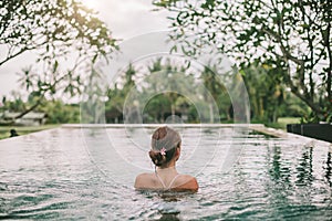 Infinity pool with a view on rice terrace, Ubud, Bali