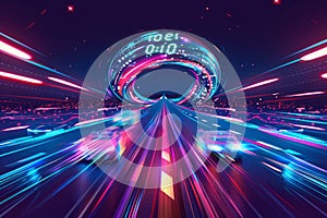 Infinity race track with speed blur and countdown