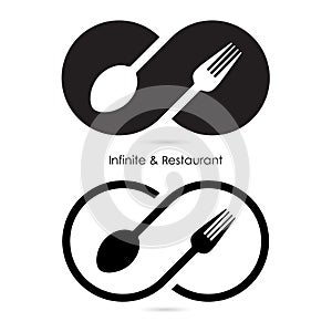 Infinity & restaurant icon.Food & infinity icon.Fork & spoon