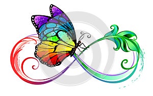 Infinity with seated rainbow butterfly