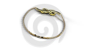 Infinity shaped golden pendant 3D render rotation