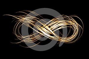 Infinity sign created by neon freeze light on a black background