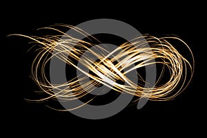 Infinity sign created by neon freeze light on a black background photo