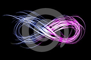 Infinity sign created by neon light on a black background