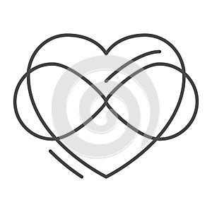 Infinity sign in heart shape thin line icon, free love concept, Love eternity sign on white background, Intertwined