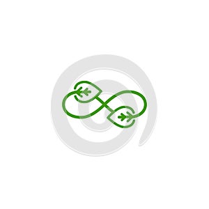 Infinity sign with leaves arrows. endless resource. eco recycle icon