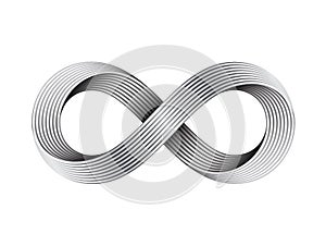 Vector Infinity sign made of metal cables. Mobius strip symbol. photo