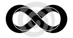 Infinity sign made with moebius strip. Stylized perpetuity symbol. Tattoo flat design illustration