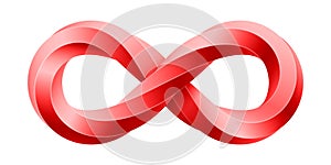 Infinity sign made of twisted hex rod. Mobius strip symbol. Vector isolated illustration