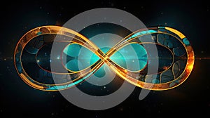 Infinity sign of neon light 3d in galaxy illustration.